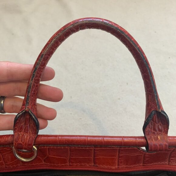Designer Large Slate Red Crocodile Satchel Bag Made in Italy - Picture 16 of 16